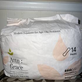 Attn Grace 860007310263 Incontinence And Post Partum Moderate Pads For Sensitive Skin 14 Ct