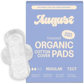 August 860013346935 Regular Cotton Menstrual Pads 72-pack Ultra Thin 72 Count