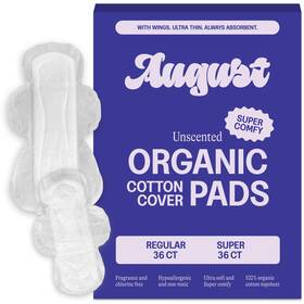 August 860013346959 Regular And Super Cotton Menstrual Pads 72 Count