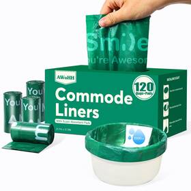 Pads120bags Awohh 717206935998 Commode Liners With Super Absorbent 120pads Pre-inserted Leak-pro