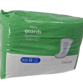 Basics By Amazon 195515013758 Incontinence Guards For Men 52 Count One Size Maximum Overnight 1 Pack Unopened