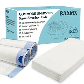 Baxmx 751314812604 Commode Liners With Absorbent Pads Pack Of 50 - Bedside For C