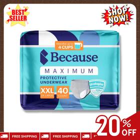 206x Because Sale Maximum Incontinence Underwear For Men - 2x-large 40 Count Grey