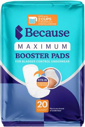 Because 726084180857 Maximum Incontinence Booster Pads - Adult Diaper 20 Ct