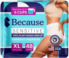 Because 726084793682 Adult Incontinence Underwear For Sensitive Skin Overnight Briefs 48ct