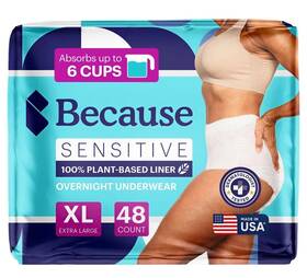 Because 740505830312 Adult Incontinence Underwear For Sensitive X-large 48 Count White