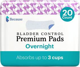 Because 744110650907 Incontinence Pads For Women - Extra Heavy Absorbency Overnight Postpartum Incon