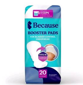 Because 810005863612 Booster Pads Incontinence Bladder Control Open Package