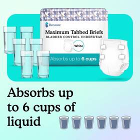6-cups Because 810005864077 New Men Women Incontinence Bladder Control Tabbed Briefs Sz Medium 96pc