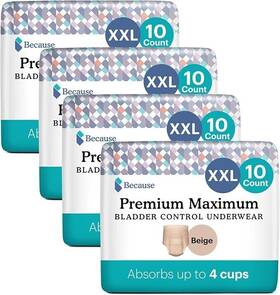 Because 810005864169 Premium Max. Plus Adult Incontinence And Postpartum Bladder Leak Underwear Xxl