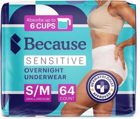 Because 810005864305 Adult Incontinence Underwear For Sensitive Skin Size Sm. 64ct. Anti Odor