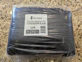 Because 810005864404 Adult Incontinence Premium Max Briefs Disposable Underwear Black Xl 20ct