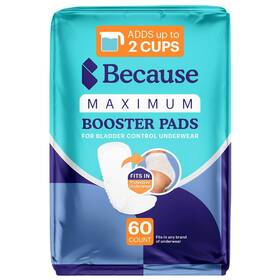 Because 810005865395 60 Count Maximum Incontinence Booster Pads Adult Diaper Doubler Adds 2