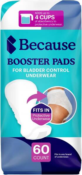 B0bpjyg111 Because Premium Incontinence Booster Pads For Men And Women 60 Count White