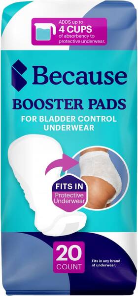 Ub-dbmx6-re-020 Because Premium Incontinence Booster Pads For Men And Women 20 Count White
