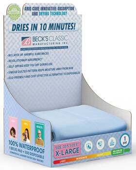 Becks Classic 850049983495 Washable Underpads 34 X 36 1 Pack - Heavy Absorbency Reusable Bedwetting Inco
