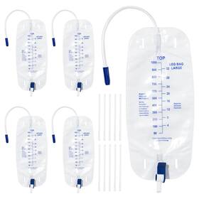 Beherk Bh-legba-1000cc-5 Urinary Drainage Bag 1000ml 5 Pack Anti-reflux Valve Adjustable Cloth Straps