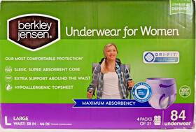 Berkley Jensen 888670111772 Underwear For Women Size L Large Dri-fit Discreet 84 New