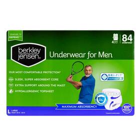 Berkley Jensen 888670111819 Incontinence Underwear For Men Size Large 84 Ct. No Ship Ca