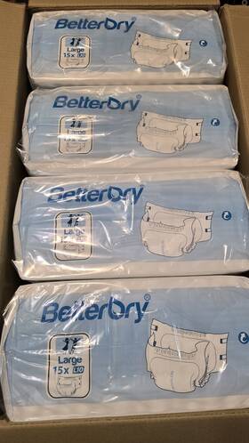 Betterdry 260440330013 Overnight Adult Diapers With Plastic Backing Large New/old Stock