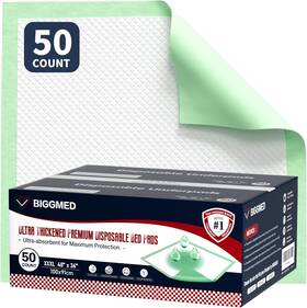 Big4036-50gra Biggmed Chucks Pads Disposable Adult 40ftft X 40x36 Inch - 50 Count Thickened Green