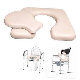 Puc01 Boapy Pu Commode Seat Cushion With Sponge Padded C Shape Waterproof Soft Beige