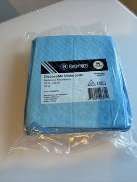 Bodymed 815991023712 Disposable Underpad 23 Inch X 36 10 Underpads Standard Absorben