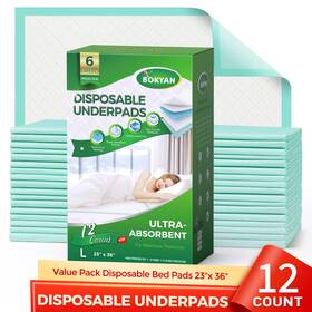 2336-12count Bokyan Disposable Bed Pads 23 Inch X 36 Underpads For Incontinence Waterproof Chuc