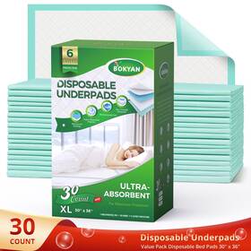 Crhld-3036-30 Bokyan Disposable Bed Pads 30x36 Waterproof Underpads Xl 30 Count