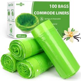 Boowoo 762409709662 Bedside Commode Liners 100 Disposable Bags Scented Adult Potty Chai