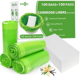 Boowoo 762409709679 Bedside Commode Liners With Absorbent Pads 100 Disposable Bags And