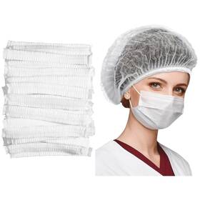 An-boyiee-400002 Boyiee 300 Pcs Disposable Bouffant Cap 24 Inch Non Woven Hair Net Caps Elastic Free