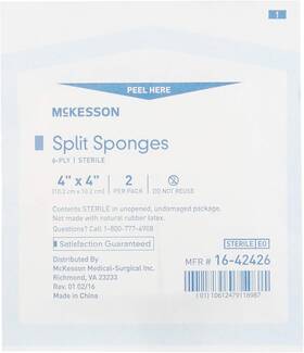 B002c5srew Brand Split Sponges 6-ply Sterile I.v. And Tracheostomy Dressings Polyester/rayon B