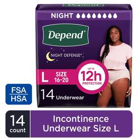 105170203 Branded Depend Night Defense Incontinence Underwear For Women Adult Diapers L 22 Count