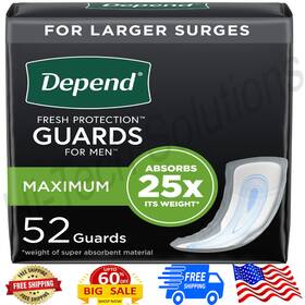326sdfsdf326 Branded Depend Incontinence Guards/bladder Control Pads For Men Maximum Absorbency 52