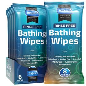 Branded 445048287236 Rinse Free Body Wash Wipes Bathing Shower Extra Large Adult Wip