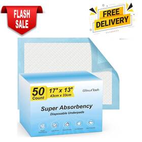 Branded 445057141154 50 Count Super Absorbency Disposable Underpads Leakproof Quick Drying Disposabl