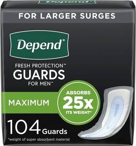 Branded 726084580343 Depend Incontinence Guards/incontinence Pads For Men/bladder Control Maxim