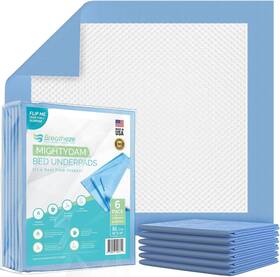 Bup3036hf Breatheze Bed Pads For Incontinence Disposable - Xl Heavy Duty 6-pack Blue