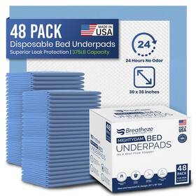 R3036-48-375 Breatheze Incontinence Bed Pads Extra Large Disposable Underpads For Adults