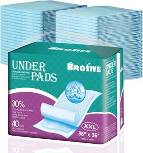 Brosive 445027229288 Bed Pads Disposable For Adults 36 Inch X - 40 Count Super Absorbent