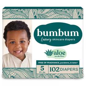 92908277 Bumbum Luxury Skincare Disposable Diapers - Size 5 102ct