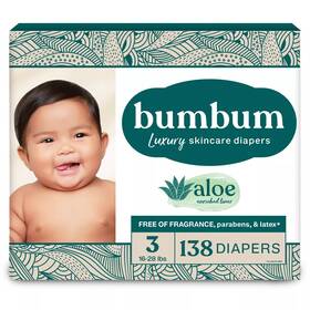 92908280 Bumbum Luxury Skincare Disposable Diapers - Size 3 138ct