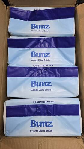 Bumz 810177520054 Adult Diapers Briefs Nappy 4 Bag Of 10 White Size Large Case. Abdl
