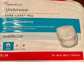 Cardinal 192253000712 Case Cardinalhealth Underwear Sure Care Heavy Absorbency Sz S M