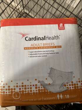 Cardinal 192253000835 Health Quilted Adult Briefs Wings Moderate Absorbency 18 Counts