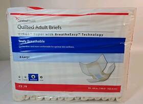 Cardinal Health 000023022882 Unisex Adult White 15-count Quilted Briefs Size X-large