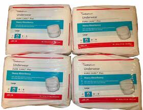 Cardinal Health 192253000804 Protective Underwear Large 25 Ct Sure Care Plus 1 Pk. Unisex New