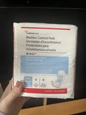 4x9.75in Cardinal Health 2216ah05 Wings Bladder Control Pads Moderate Absorbency 22ct