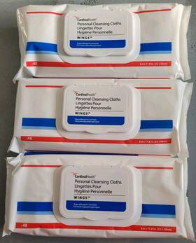 5199s Cardinal Health Lot Of 3 Personal Cleansing Wipes 8.6 Inch X 11.8 48/pack